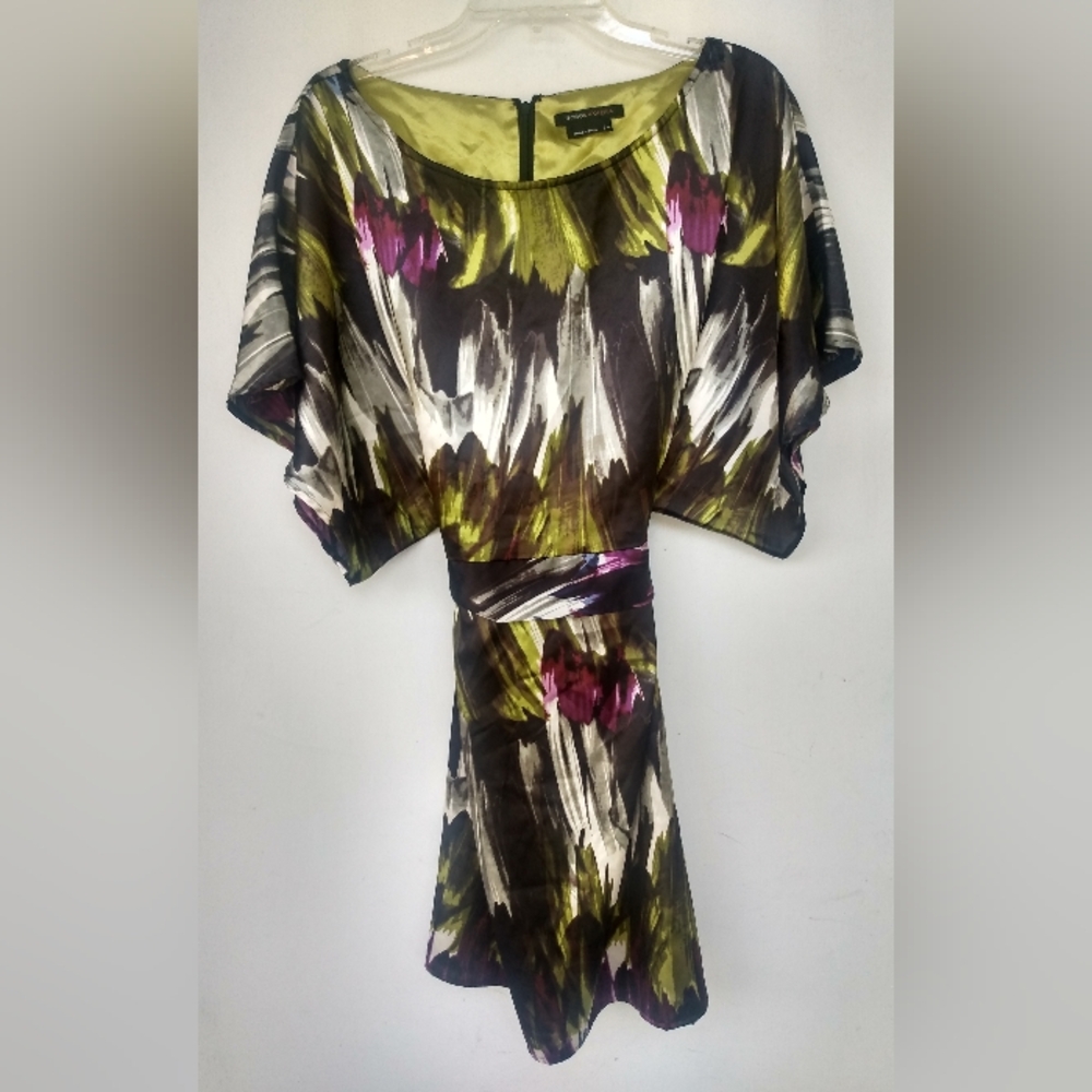 BCBGMaxAzria Silky Medium Dress Purple Green BCBG Max Azria Kaftan